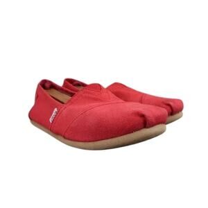 Toms Shoes Womens 7 Flats Slip On Casual Canvas Red Lifestyle Alpargatas Comfort